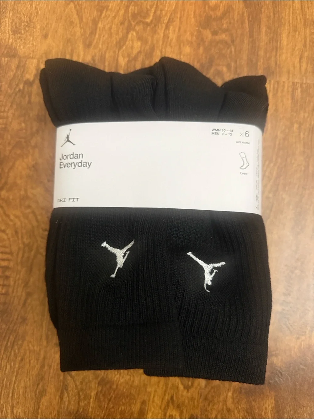 Jordan Black Crew Socks with White Jumpman Logo - 6 Pack